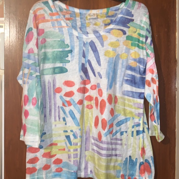 Et' Lois Island Fever Soft Knit Top blouse colorful spring - Picture 1 of 6